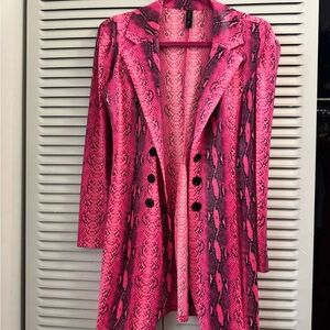 Pink Snake Print Womens button dress